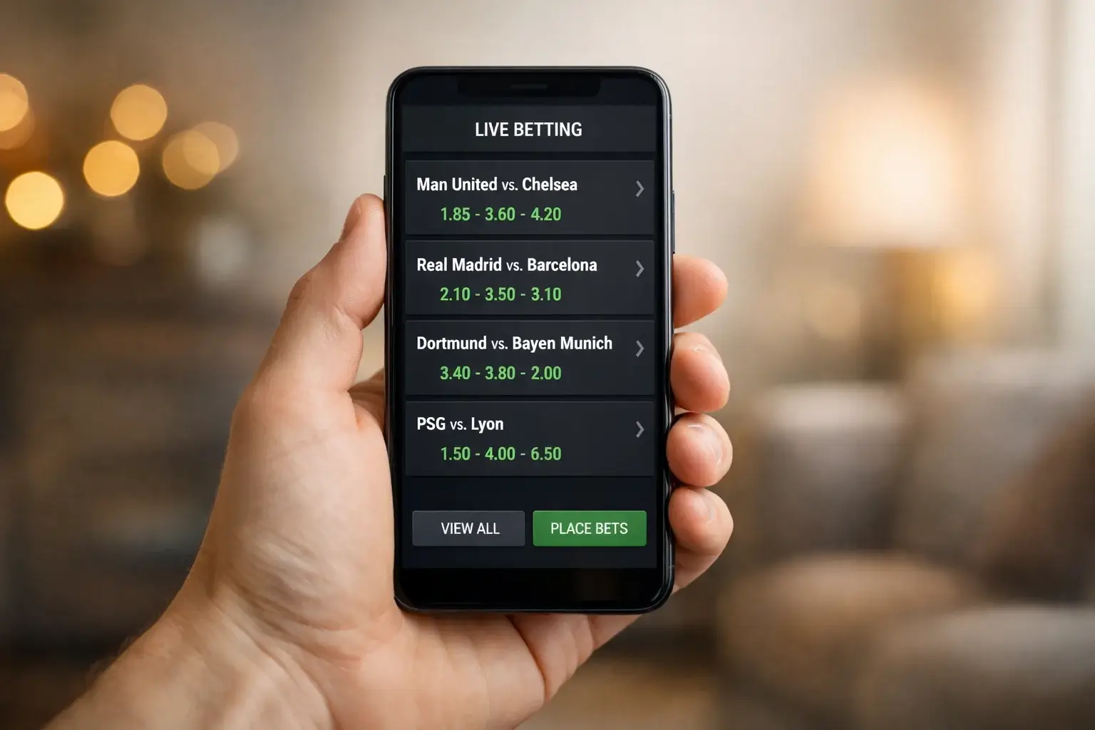 Smartphone met live wedden app voor voetbal in Nederland