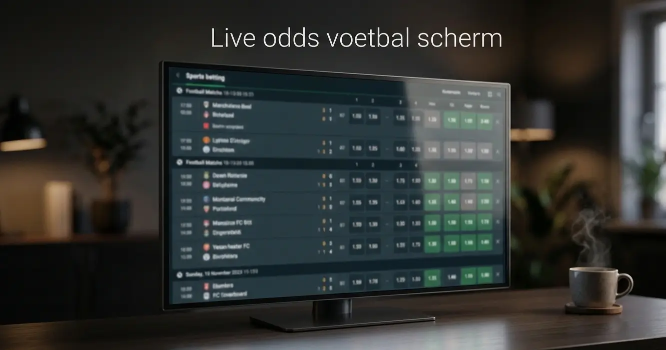 Live quoteringen op een scherm tijdens een voetbalwedstrijd